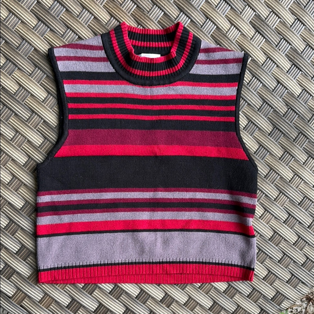 Cooperative Striped Crop Top - Red and Black